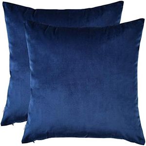 (50cm x 50cm , Square, Royal Blue) - Set of 2, Artcest Cosy Solid Velvet Throw Pillow Case, Decorative Couch Cushion Cover, Soft Sofa Euro Sham with Zipper Hidden, 50cm x 50cm (Royal Blue)