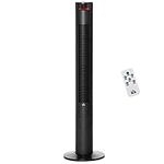 HOMCOM Freestanding Tower Fan Cooling for Home Bedroom with 3 Speed, 12h Timer, Oscillating, LED Panel, Remote Controller, Black