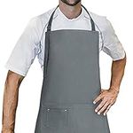 LessMo Cooking Apron, BBQ Apron with Adjustable Neck Strap With Two Pockets, 100% Cotton Professional Quality for Home, Restaurant, Craft, Garden, BBQ, School, Coffee House, 70 x 85 cm, Blue