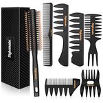 Stylemate Men's Hair Styling Combs and Brush Set - Roller Brush for Adding Volume, Pompadour, Slicked-back, Fauxhawk, Undercut Styling Combs