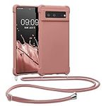 kwmobile Crossbody Case Compatible with Google Pixel 6 Case - TPU Silicone Cover with Strap - Mother Of Pearl