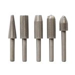 Wagela High Speed Metal File Burr Drill Bit Set Metal Working Rasps 1/4" / 6.35mm Shank Burs Tools Cutting Tool Black 5pcs/set, High Speed Steel, Round