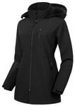 CREATMO US Womens Plus Size Fleece Lined Jacket Women's Waterproof Trench Coat Fall Spring Tactical Softshell Jackets For Women Athletic Windproof Outerwear Black 5X