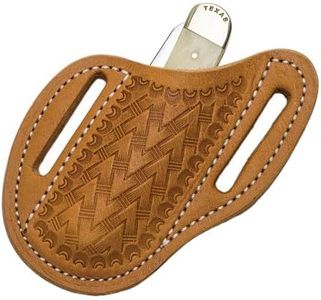 Leather Sheath, Slanted Pancake/ Tooled /Belt /Trapper Knife Sheath,TAN