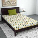 Divine Casa A Quality Cotton Blend Single Bedsheet with 1 Pillow Covers for Single Bed | Chadar - Vinca Cherry, Turtle Grren