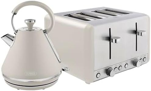 Tower Cavaletto Kitchen Set, 1.7L Rapid Boil Kettle & 4 Slice Toaster, Latte with Chrome, T10044MSH, T20051MSH