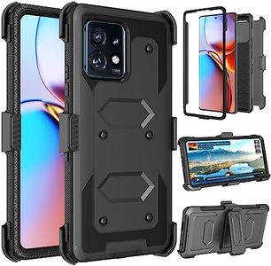 Takfox Moto Edge Plus 2023 Case, for Motorola Edge+ (2023) 5G UW Case, Kickstand Belt Clip Holster Full-Body Military Grade Protective Shockproof Rugged Defender Phone Cover-Black