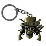 South Coast Jewellery Guns N Roses Gold Metal Skull & Guns Keyring Keychain Bag Pencil Case Charm Pendent Zip Accessory