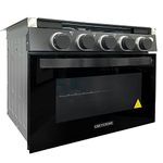 21 Inch RV Gas Range, Stove and Oven Combo, 12 Volt, LP, 3 Burners, Stainless Steel Trim with Black Fixtures