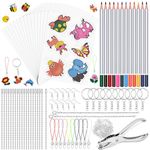 Hysagtek 192Pcs Heat Shrink Plastic Sheet Kit Shrinkies Includes 17 Shrinking Film Art Paper and 175 Pcs Shrinkles Keychains Shrink Plastic Kit Making Accessories for Kids Craft