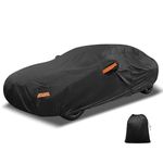 X AUTOHAUX Car Cover for BMW 3 Series 2013-2024 Aluminum Film Inner Cotton Outdoor Full Car Cover All Weather Waterproof Windproof with Driver Door Zipper Black