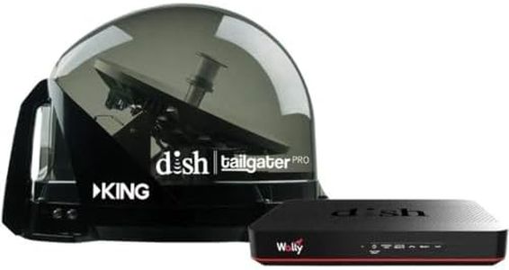 KING DTP4950 DISH Tailgater Pro Bundle - Premium Portable/Roof Mountable Satellite TV Antenna and DISH Wally HD Receiver, Western & Eastern Arc Satellites, Clear(Smoke)