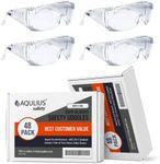 Aqulius 48 Bulk Pack Safety Glasses Over Eyeglasses (Anti-Fog & Scratch Resistant) Crystal Clear Eye Protection - OTG Safety Goggles