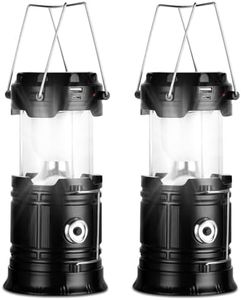 PQETBV Lanterne Solaire de Camping, Lot de 2 de Lampe Torche pour Eclairage Extéieur, Portable Lampe de Camping Imperméables IP54, pour Camping,Excursions, Secours, Pêche, Cave