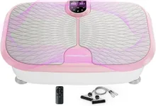 FEIERDUN Vibration Plate Exercise Machine, Vibration Plate for Lymphatic Drainage, Power Plate Vibration Platform w/ Loop Bands for Weight Loss & Toning-Pink