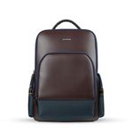 AETHON | Krossover 15.6-Inch Laptop Backpack | Water-Resistant with Multiple Pockets for Office, Travel | Shoulder Bag Made with Vegan Microfiber Leather (BLUE + BROWN)