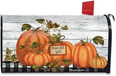 Briarwood Lane Happy Fall Y'all Pumpkins Farmhouse Magnetic Mailbox Cover Autumn Checkers Standard