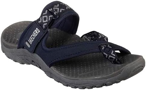 Skechers Women's Reggae-Trailway Flip-Flop Sandals, Navy/Grey, 9 US