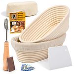 CRISS ELITE Bread Banneton Proofing Basket, Oval 10" Set of 2, Sourdough Bread Baking Supplies Starter Kit, Bread Making Tools, Bread Basket Gift Set