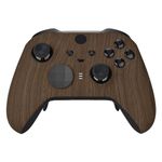 eXtremeRate Wood Grain Patterned Faceplate Cover, Soft Touch Front Housing Shell Case Replacement Kit for Xbox One Elite Series 2 Controller Model 1797 - Thumbstick Accent Rings Included