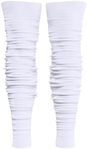 KUTFTBL Pre-Scrunched Football Leg Sleeves with Built-In Hidden Elastic Bands Performance Fabric, Above or Below the Knee, Adult Size – White