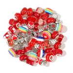 60 Pieces European Assorted Large Hole Spacer Beads Assortments Glass Charm Beads Rhinestone Beads Supplies for DIY Necklace Bracelets Jewelry Making