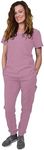 Green Town Scrubs for Women Scrub Set - Jogger Pant and V-Neck Top, 6 Pockets, Easy Care Uniforms-Mauve-Large