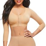 FeelinGirl Arm Shaper for Women Post Surgery Arm Lipo Compression Sleeves Slimming Arm Faja Front Closure Shapewear Bra, Beige, X-Large