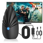 PopuLike TV Ariel with 360° Signal, TV Antenna with 900+ Miles Range Reception for Indoor and Outdoor, Indoor Aerial with USB Powered, 5M Cable Compatible All TVs