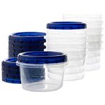 PLASTICPRO [16 oz 10 Pack] Twist Top Deli Containers Clear bottom With blue Top Twist on Lids Reusable, Stackable, Food Storage Freezer Container