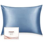 Adubor Silk Pillowcase for Hair and Skin with Hidden Zipper, Both Side 23 Momme Silk,900 Thread Count (50x75CM, Grey Blue, 1pc)