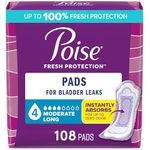 Poise Postpartum Incontinence Pads, Moderate Absorbency, Long, 108 Count (2 Packs of 54)