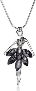 Collier de mode pour les femmes, Ballerina collier pendentif avec cristal brillant pour les filles à longue chaîne collier brillant collier strass (pistolet noir)