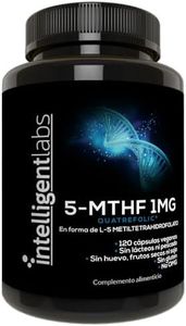 5-MTHF Metilfolato de 1mg de Intelligent Labs - 120 Cápsulas - Suministro para 4 Meses, Suplemento con el Mejor Valor de Ácido Fólico como Ácido Quatrefolic, Folato Activado, 1mg = 1000mcg, 5 MTHF