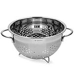 Navaris Stainless Steel Colander 4.8L / 5-Quart - Metal Strainer with Large Holes and Handles for Pasta, Spaghetti, Vegetables, Rice