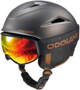 Odoland Snowboard Helmet, Ski Helmet with Ski Goggles for Adults, Durable PC Shell & EPS Foam, Safety Snow Helmets Goggles for Men Women Youth, Carbon Grey, M