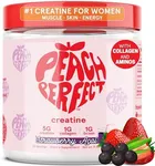 Peach Perfect Creatine Monohydrate Powder, Glute Builder Creatine for Women with Collagen, BCAAs, 5g Vegan Micronized Creatine per Serving, for Energy, Muscle Support, 30 SVG, Strawberry Acai