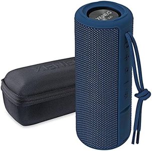 Xeneo X21 Portable Outdoor Wireless Bluetooth Speaker Waterproof with FM Radio, Micro SD Card Slot, AUX, TWS for Shower - Hard Travel Case Included(Blue)