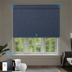 WEFFORT Electric Blinds Compatible with Alexa,Google Home,Motorized Roller Shades with Valance,100% Blackout Automatic Shades for Home&Office,Eclipse Denim