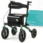 Helavo Foldable All Terrain Walker with Seat - Outdoor Walker for Seniors with Large 12" Pneumatic Tires for Perfect Comfort on All Surfaces