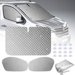 MaxEarn Thermal Blind Set Fits for Renault Trafic 2001-2014, 3PCS Luxury Sunshade Wrap Cover Kit for Vauxhall Vivaro 2001-2014, Window Front Screen Cover, Summer Uv Sun Blind & Winter Insulation Cover