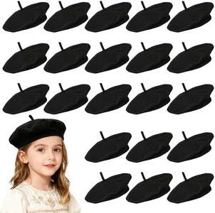 PEDOBALI 22 Pcs Berets Bulk Black Kids Painter Beanie French Paris Themed Party Hat for Children Girls Cosplay
