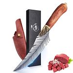 Dream Reach Feather Viking Boning Knife, 6 Inch Professional Viking Knife Meat Cleaver Full Tang Forged Kitchen Cooking Knife with Sheath Gift Box for Outdoor Camping