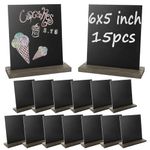 Acrux7 15PCS 5x6 Inch Small Chalkboard Mini Chalkboard Signs Tabletop Chalkboard with Vintage Wooden Base Stand