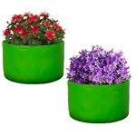 Pivalo 250 GSM HDPE Grow Bags Without Handle UV Treated Gardening Pots Terrace Home Balcony Nursery Leafy Vegetable Fruit & Flower (Green, Round, Small, 12x12 inch, Pack of 2)