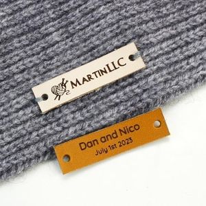 25 Etiquetas Personalizadas Con Logotipo O Texto, Etiquetas Cuero Hechas A Mano, Marca Personalizada, Etiquetas De Nombre, Etiqueta De Piel Hecha A Mano Para Bricolaje, Sombreros (10X40 Mm)