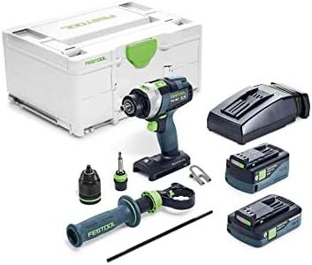 Festool Akku-Schlagbohrschrauber TPC 18/4 5,0/4,0 I-Plus QUADRIVE (mit Akkupacks, Schnellladegerät, Werkzeugfutter, Magnet-Bithalter, Schnellspannbohrfutter, Zusatzhandgriff, Bit), im Systainer