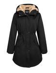 Orolay Women's Hooded Fleece Lined Parka Coat Mid-Length Winter Outdoor Padded Jacket Black M