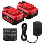 Energup 2Pack 20V 5A Replacement Craftsman V20 Craftsman 20V Lithium Battery and Charger Kit, for CMCB204 CMCB206 CMCB100 CMCB124 + CMCB104 Craftsman 20V Battery Charger