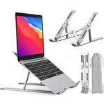 Laptop Stand for Desk, Aluminum Alloy Foldable Portable Laptop Holder, Silicone Anti-Slip, Adjustable Laptop Riser, 6-Position Adjustment, Ventilated Cooling Notebook Stand, for 10-15.6” Laptops